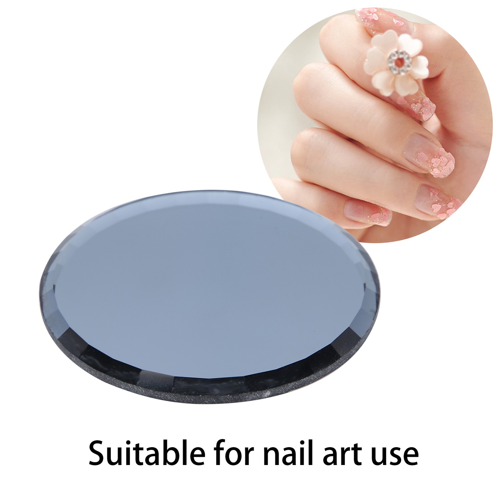 False Nail Mirror Glass Display Board Manicure Drawing Color Mixing Tool (Black)