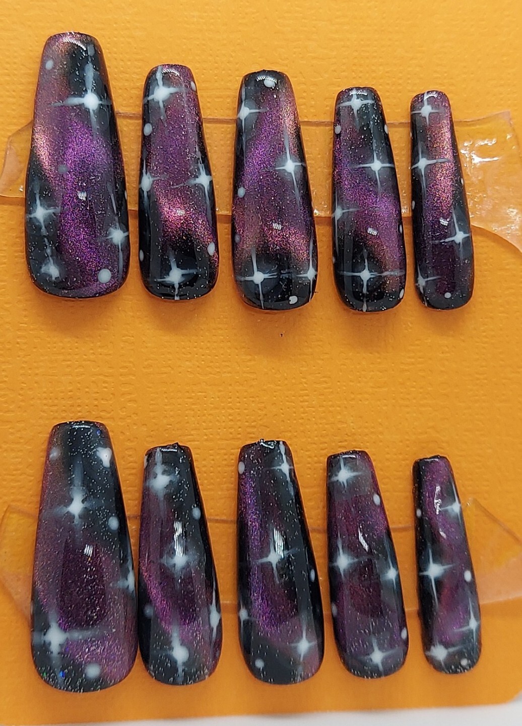 Black Galaxy Outer Space Stars Science Astronaut Moon Press on Nails Black Nails