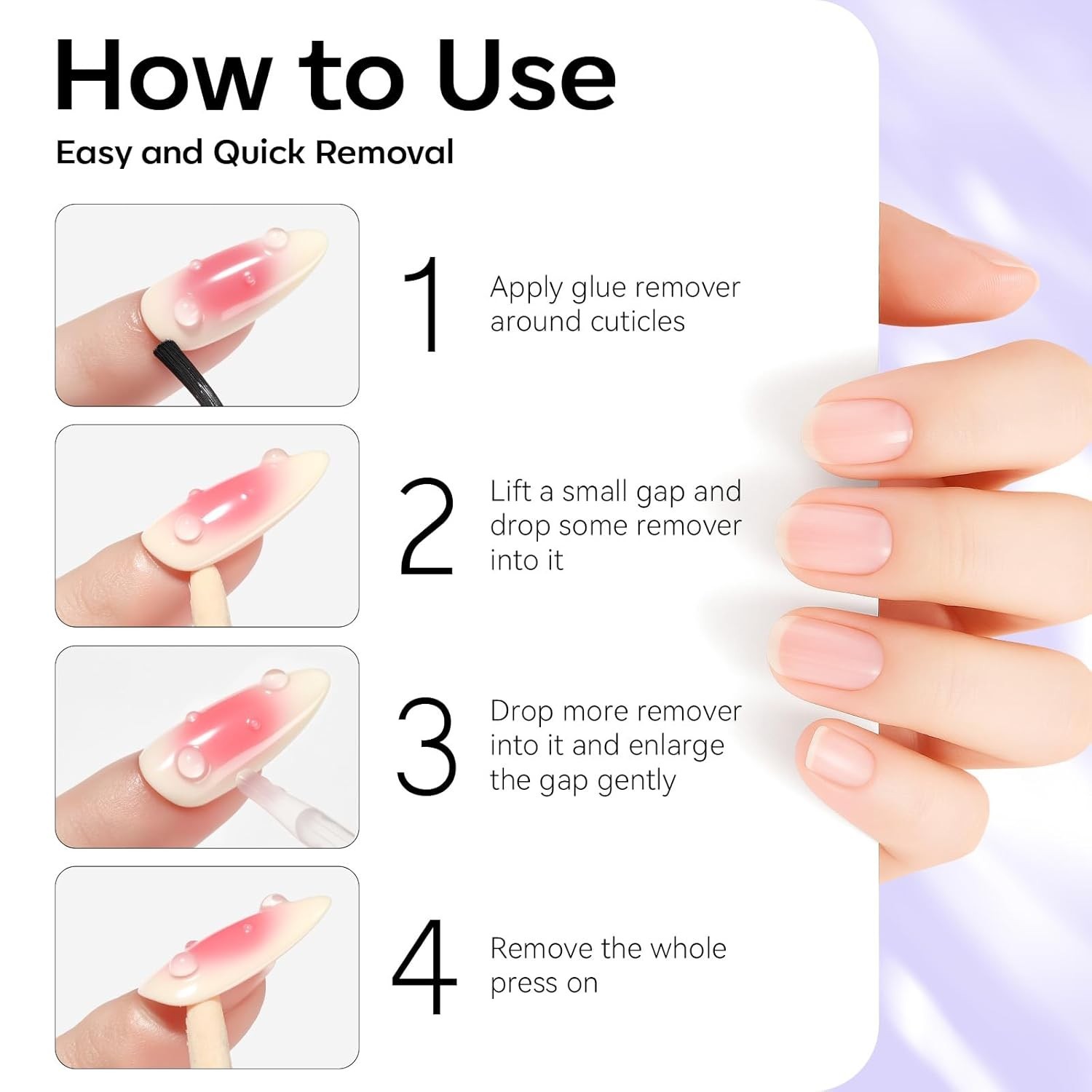 Nail Glue Remover for Press on Nails – 30ML Hema-free, Glueoff Easy Removal V…