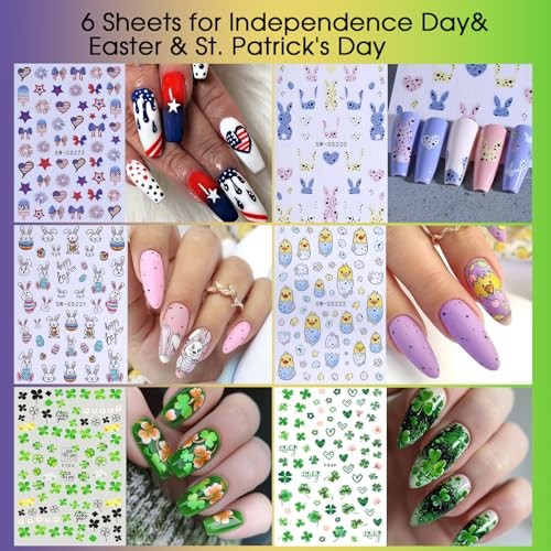 Holiday Nail Art Stickers Decals 30 Sheets 3D All Holidays Styles 30 Sheets