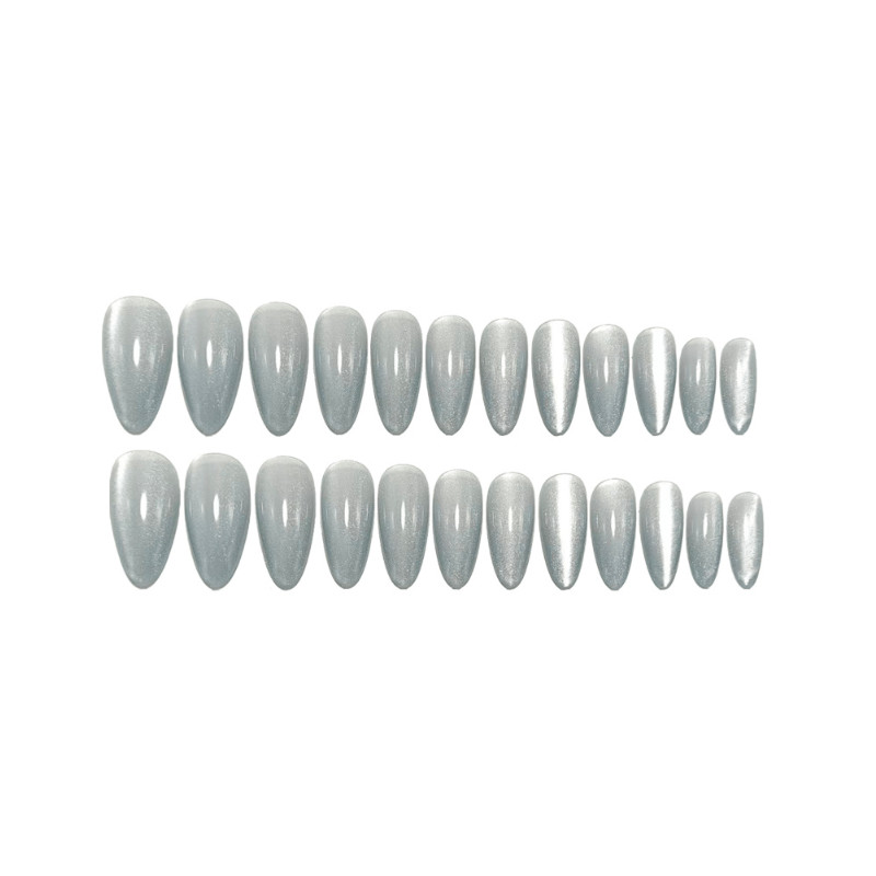 48pcs Almond Press on Nails, Matte Solid Gray False Nails for Casual Daily Wear
