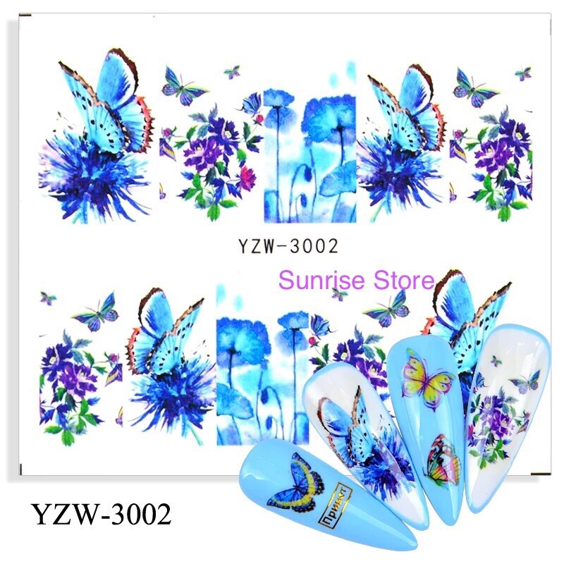 Nail Art Water Transfer Sticker Butterfly Ink Flower Floral Decals Manicure