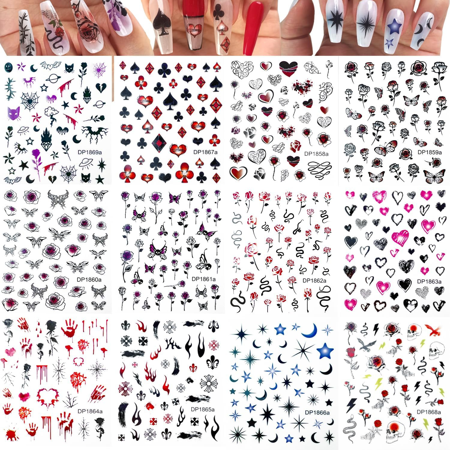 World Cup Soccer Nail Art Stickers,12 Sheets Football Themed Nail Decals | Socce