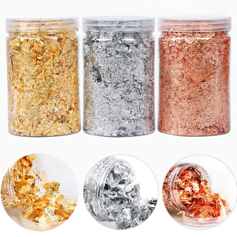 3/4/5/10g Shiny Gold Leaf Flakes Sequin Glitter Confetti For Painting / Nail Art