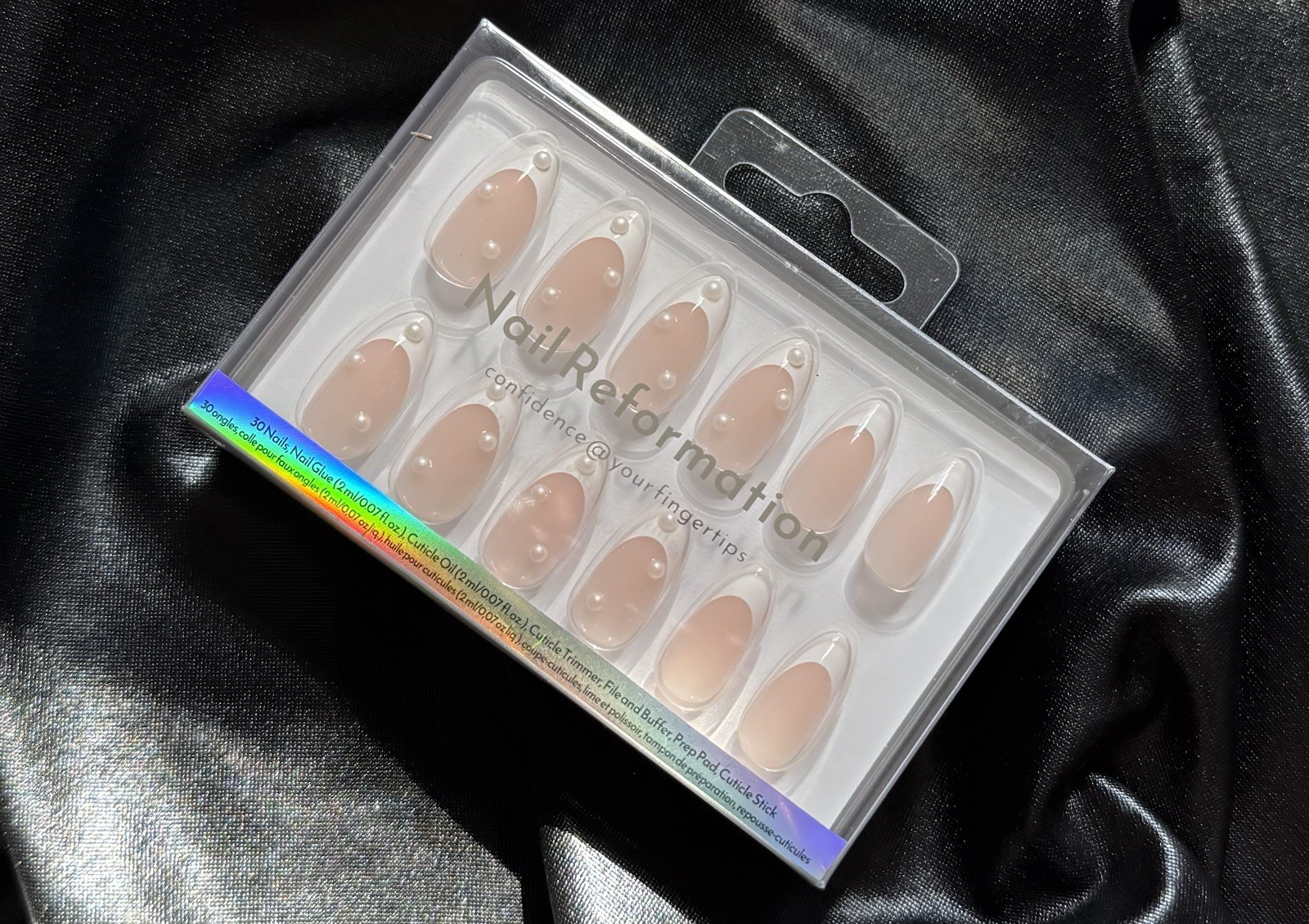 Nail Reformation Press On Nails, French Almond w/pearls~Includes Free Gifts💝