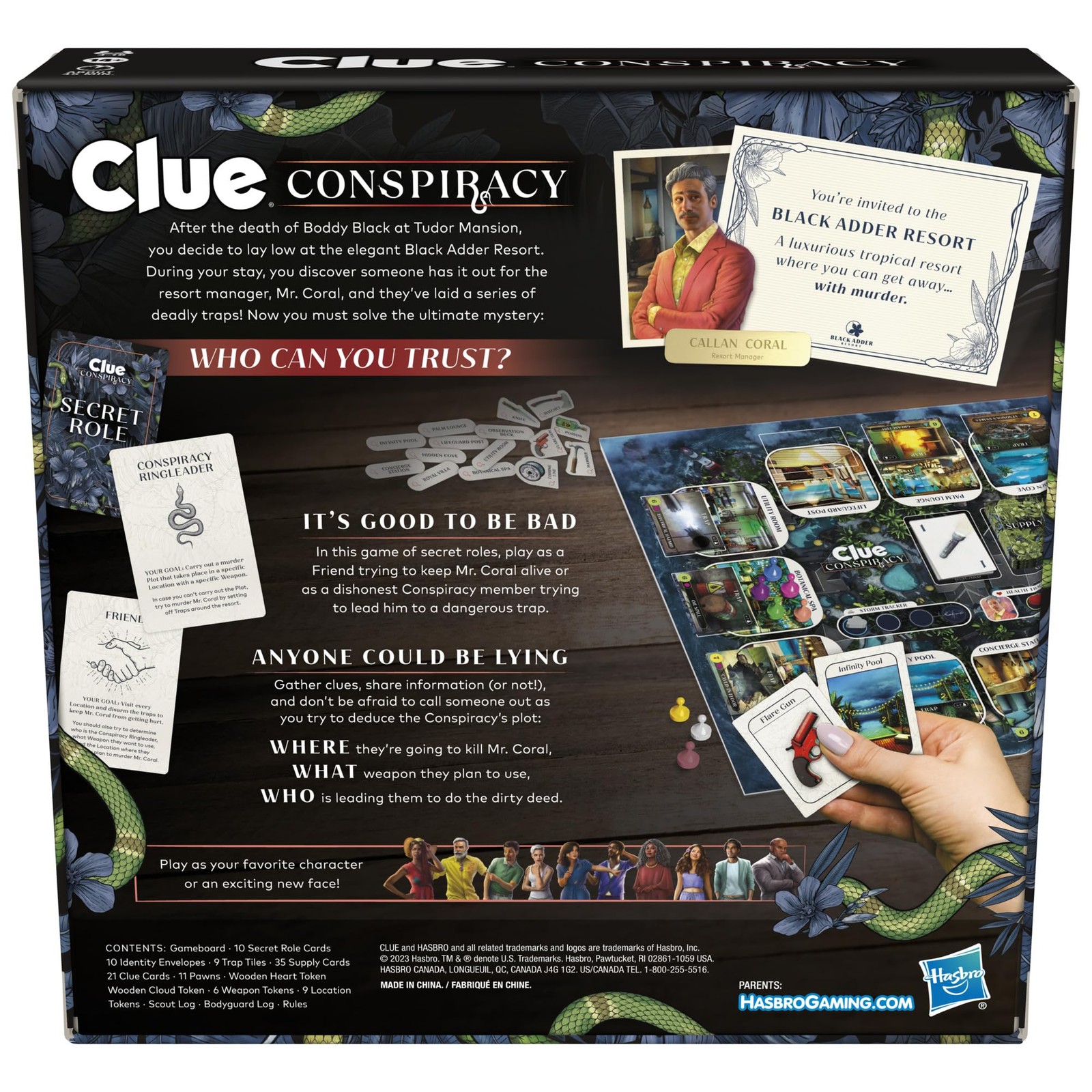 Hasbro Gaming Clue Conspiracy Board Game for Adults and Teens, Medium, Black