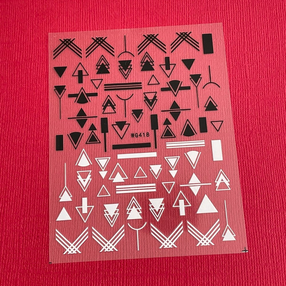 Black White Abstract Geometric Figure Nail Sticker Totem Stripes Lines Arrow Dot