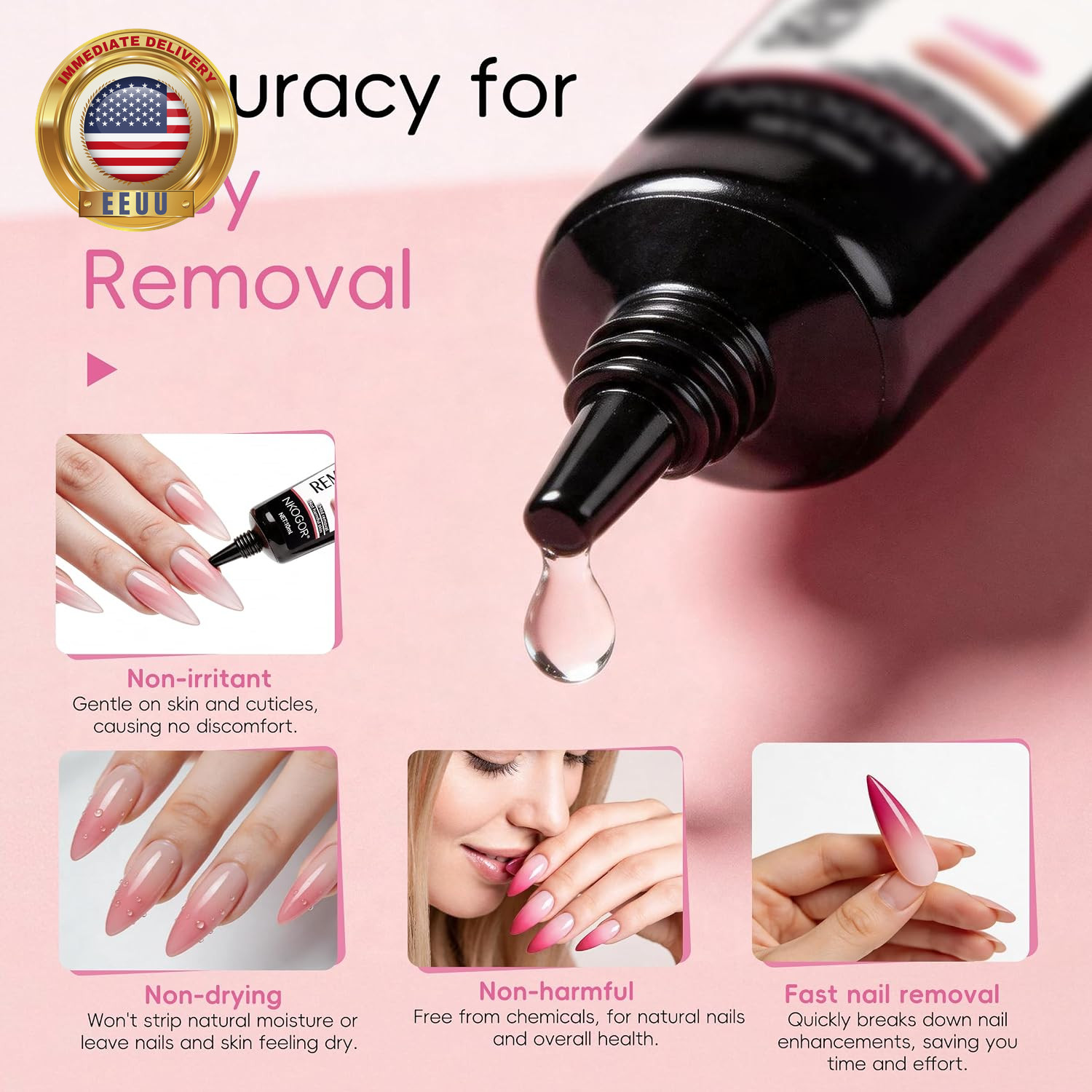 NKOGOK 20G Strong Semi Solid Nail Glue with 20G Nail Glue Remover, Press on Glue