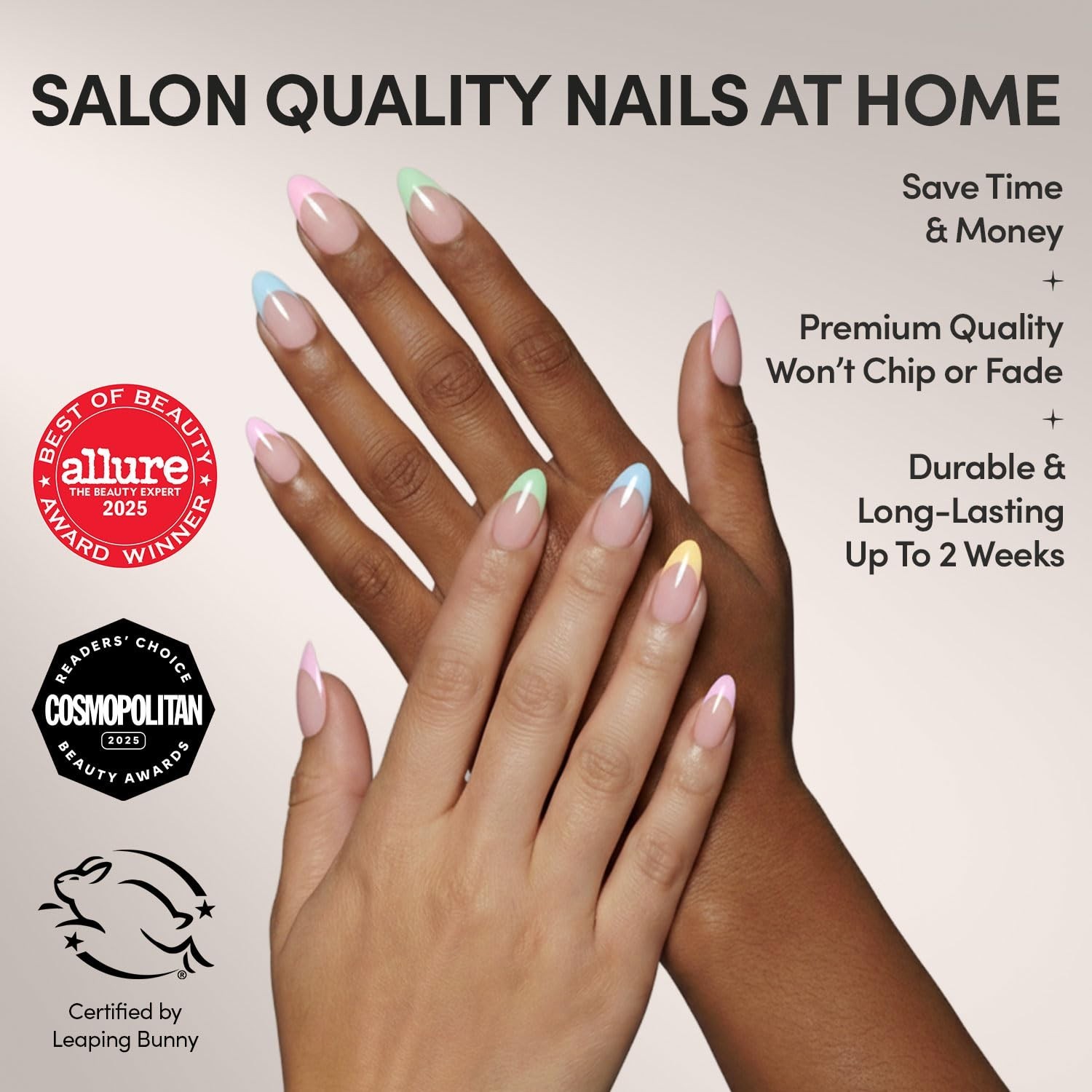 30-Piece Confetti Nail Kit: Short Almond, Customizable Size Options