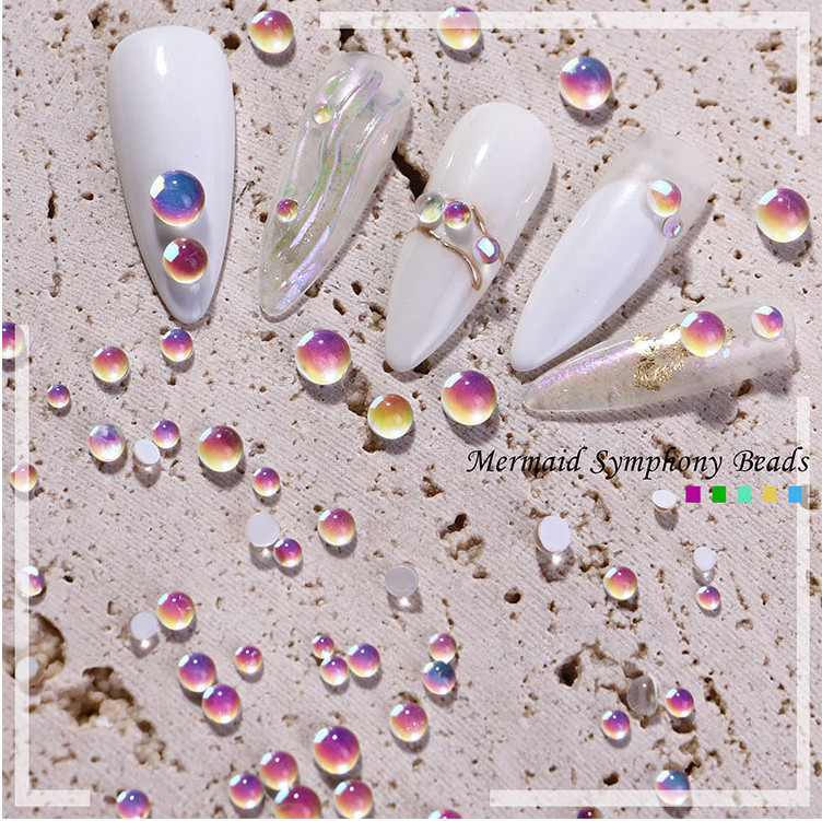 300Pcs Mermaid Symphony Beads Nail Art Case Décor Charms Rhinestone Flatback DIY