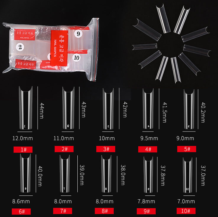 500Pcs XXL C Curve Nail Tips Extra Long Square Fake Nails Half Cover False Nails