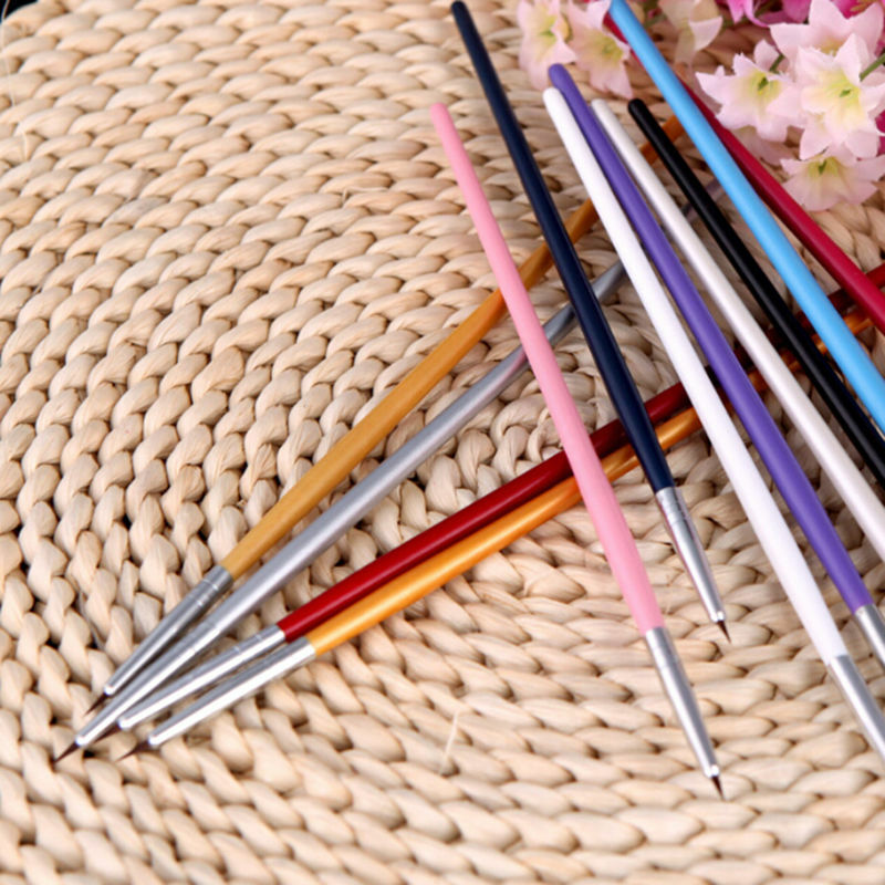 12pcs Tiny Acrylic Nail Art Tips Liner Painting Drawing Colorful Brush Pen Tools