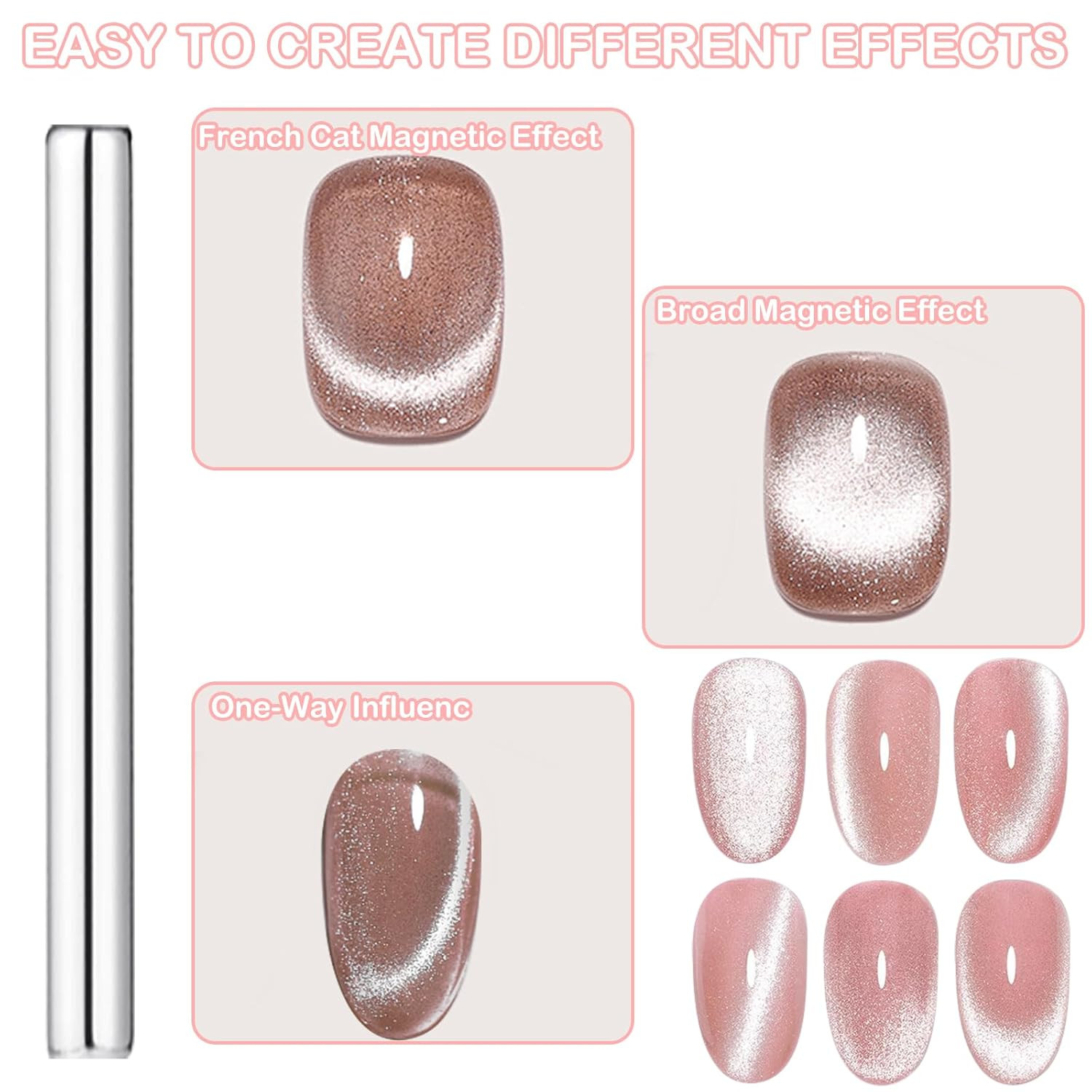 4Pcs Cat Eye Magnet for Nails, Nail Magnets Cat Eye Magnet for Nails Art, Double
