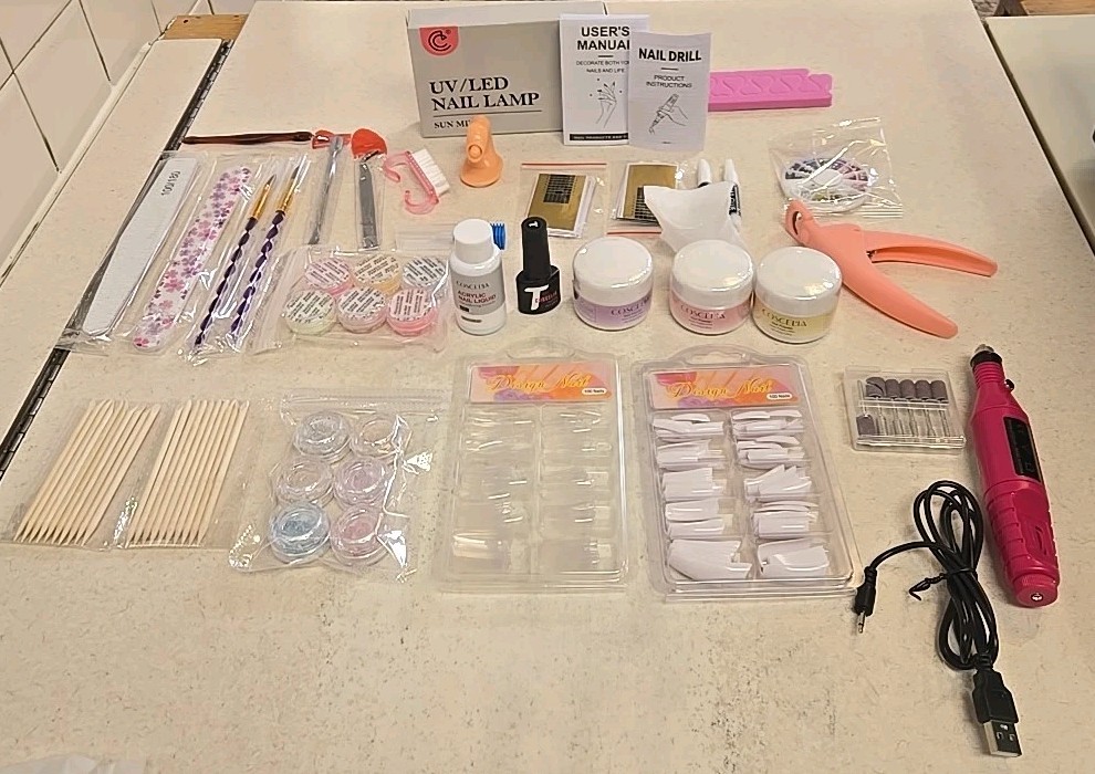 Coscelia Acrylic Nail Kit for Beginners with Drill and UV Light New!!