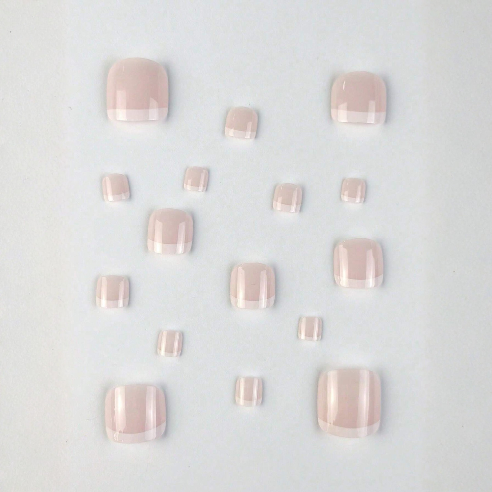 French Tip Press on Nails Short Square Fake Nails Nude False Nail Manicure Set