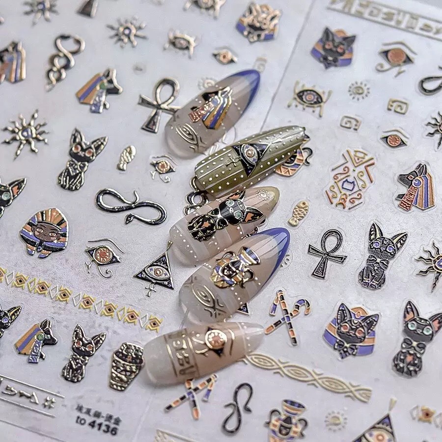 Nail Art Stickers 3D Egyptian Mau UK Post