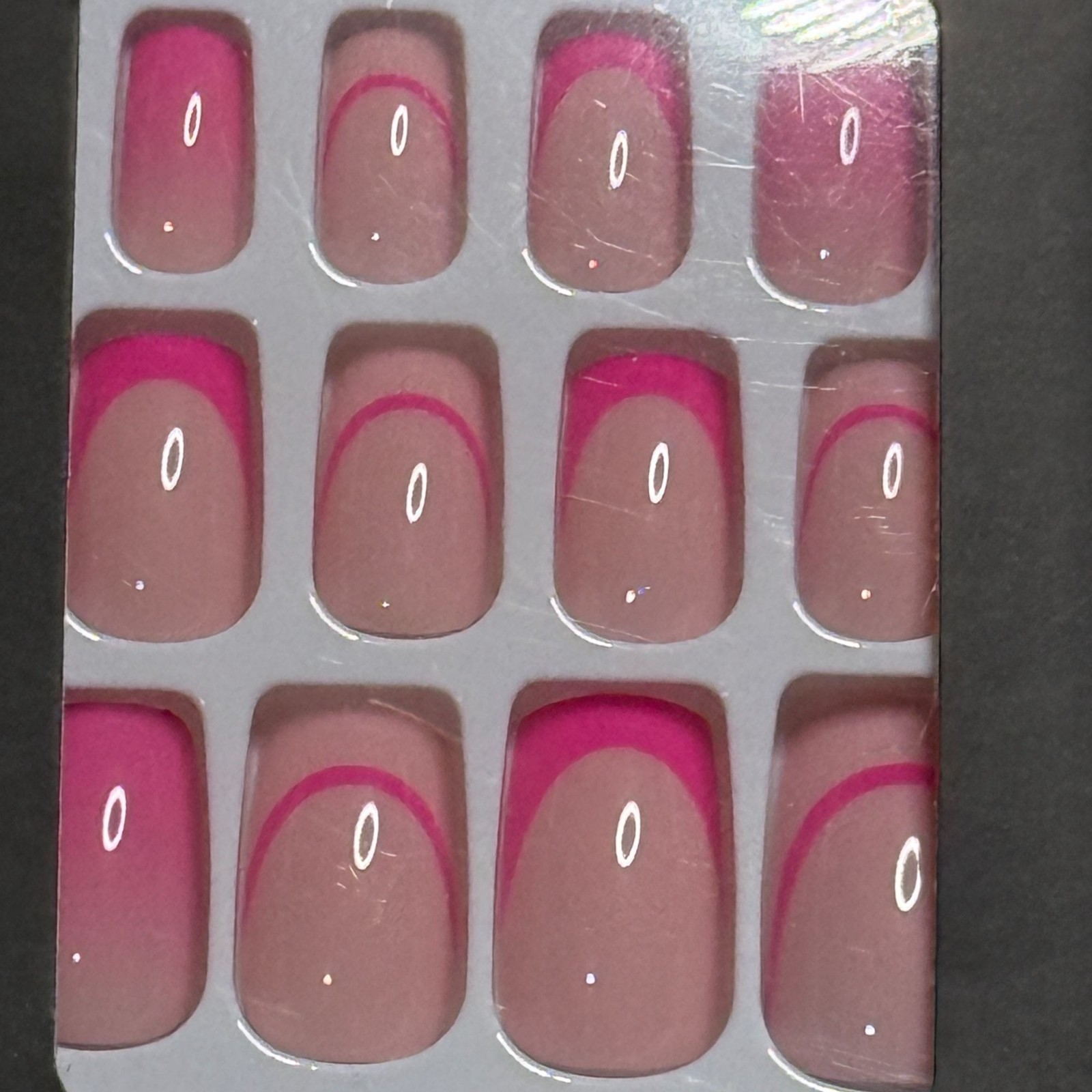 Press On Nails Pink French Tip Cute Spring Nails 12pc Short Glossy