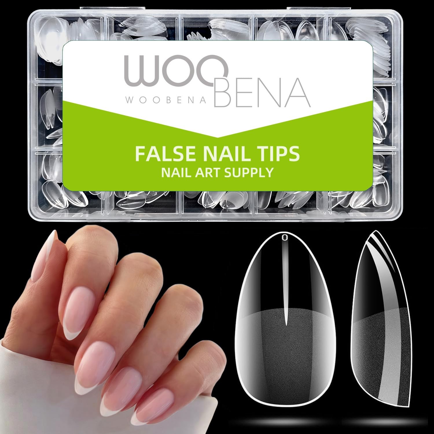 Short Almond Nail Tips, Short Nail Tips 300Pcs 15Size Pre Etched Press On Nai…