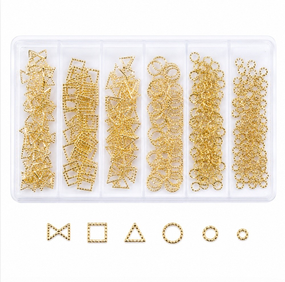 Gold 3D Nail Art Decorations – Ocean Rivets, Shell Rhinestones for Manicure Tips