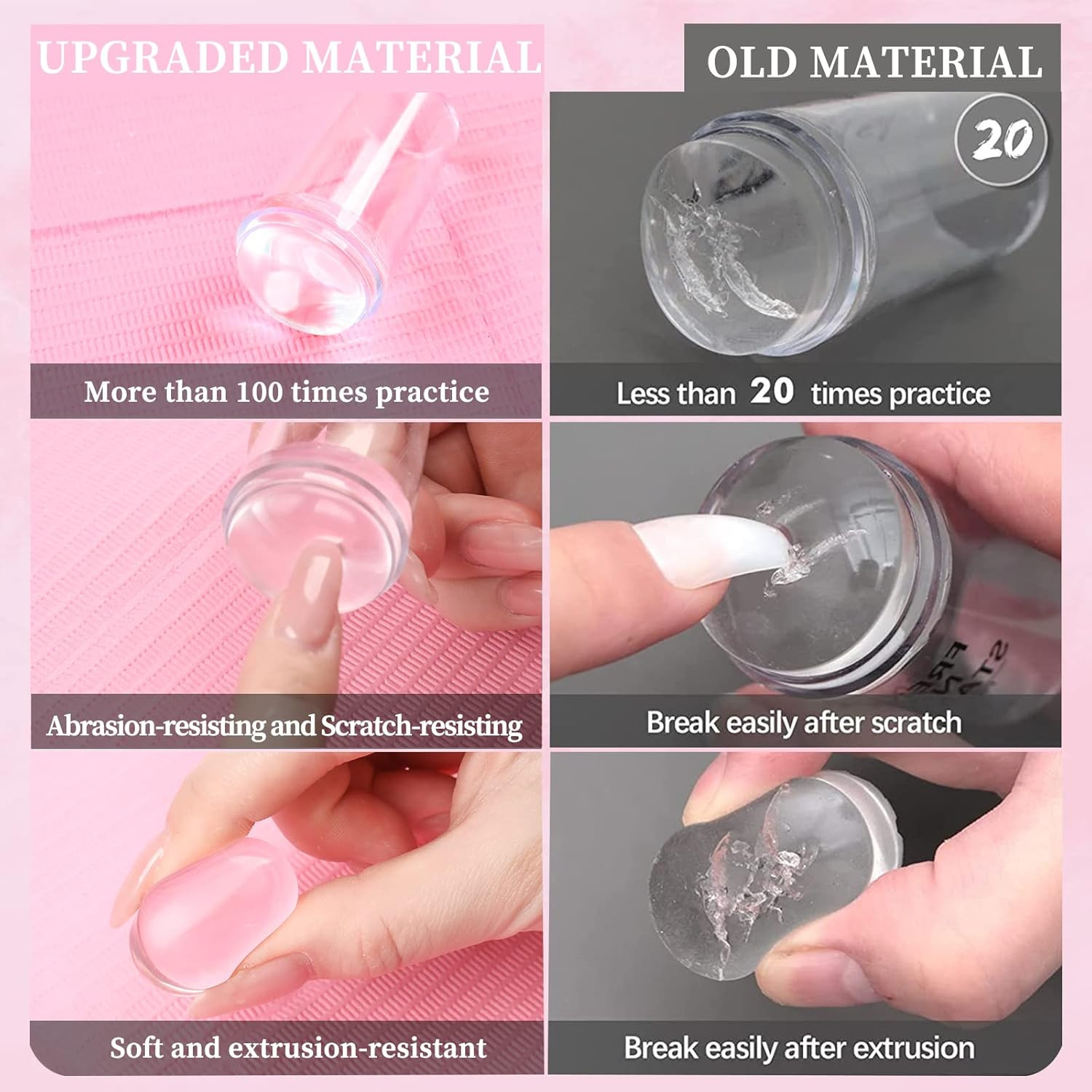 2PCS Silicone Head Nail Stamp Set with Scraper French Nail Art Template DIY Tool