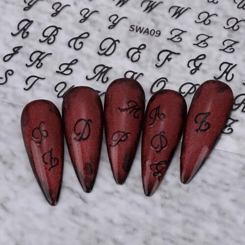 12 Sheets Letters Nail Art Stickers Decals 3D Self Adhesive Letters Nail