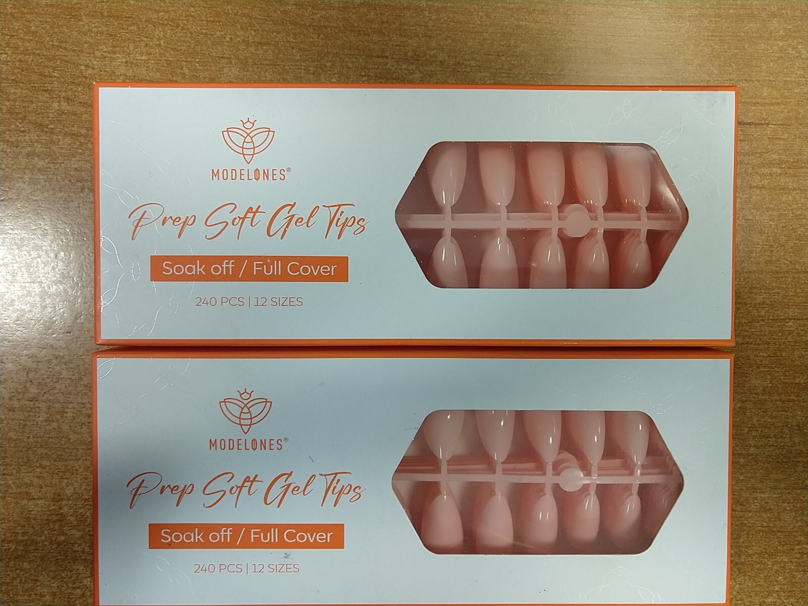 2 Pack: MODELONES Prep Soft Gel Tips, 240pcs, 12 sizes, Almond Shape W1C