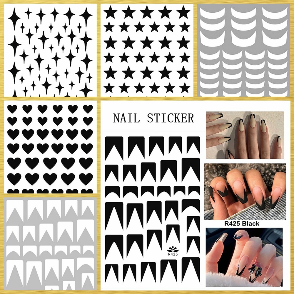 French Tips 4 Pointed Star Heart Star Happy Emoticons Nail Sticker