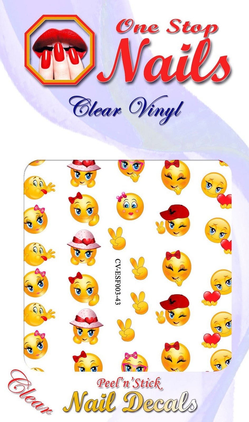 Emoji Clear Vinyl PEEL and STICK Nail Decals NOT WATERSLIDE