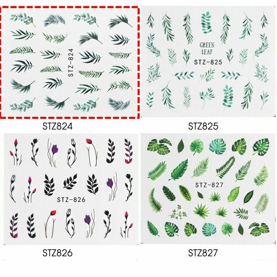 29 Sheets Nail Art Stickers Transfer Decal Leaf Flower Butterfly Watercolor NS10