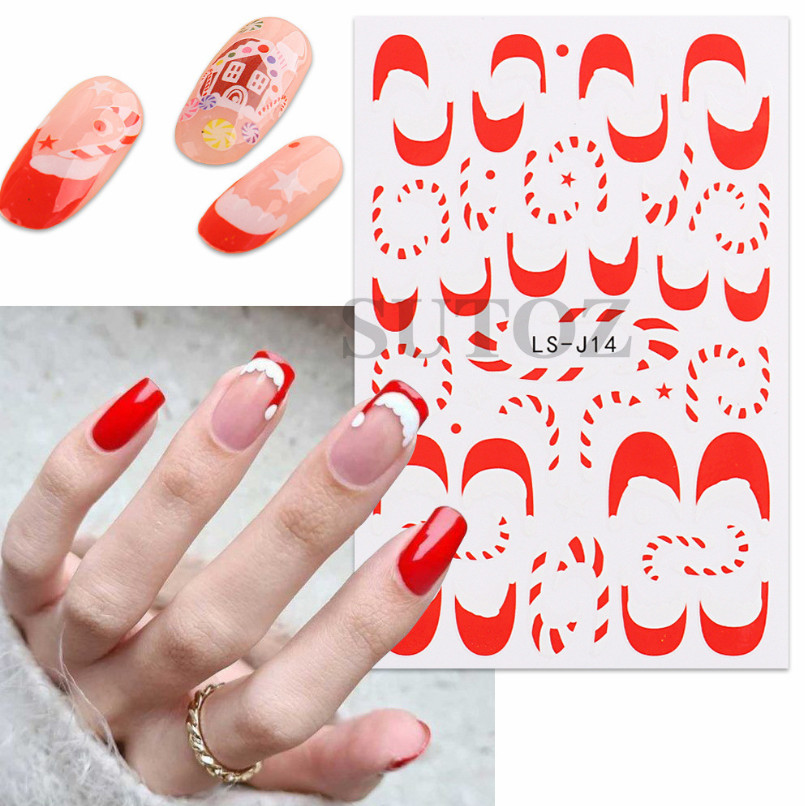 Christmas 3D Nail Sticker Snowflake Holly Gingerbread Adhesive Nail Decals NH21