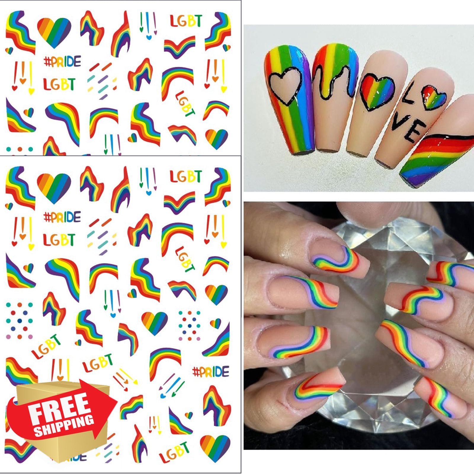 winthrop Rainbow Pride Nail Art Stickers 4 Sheets LGBTQ+