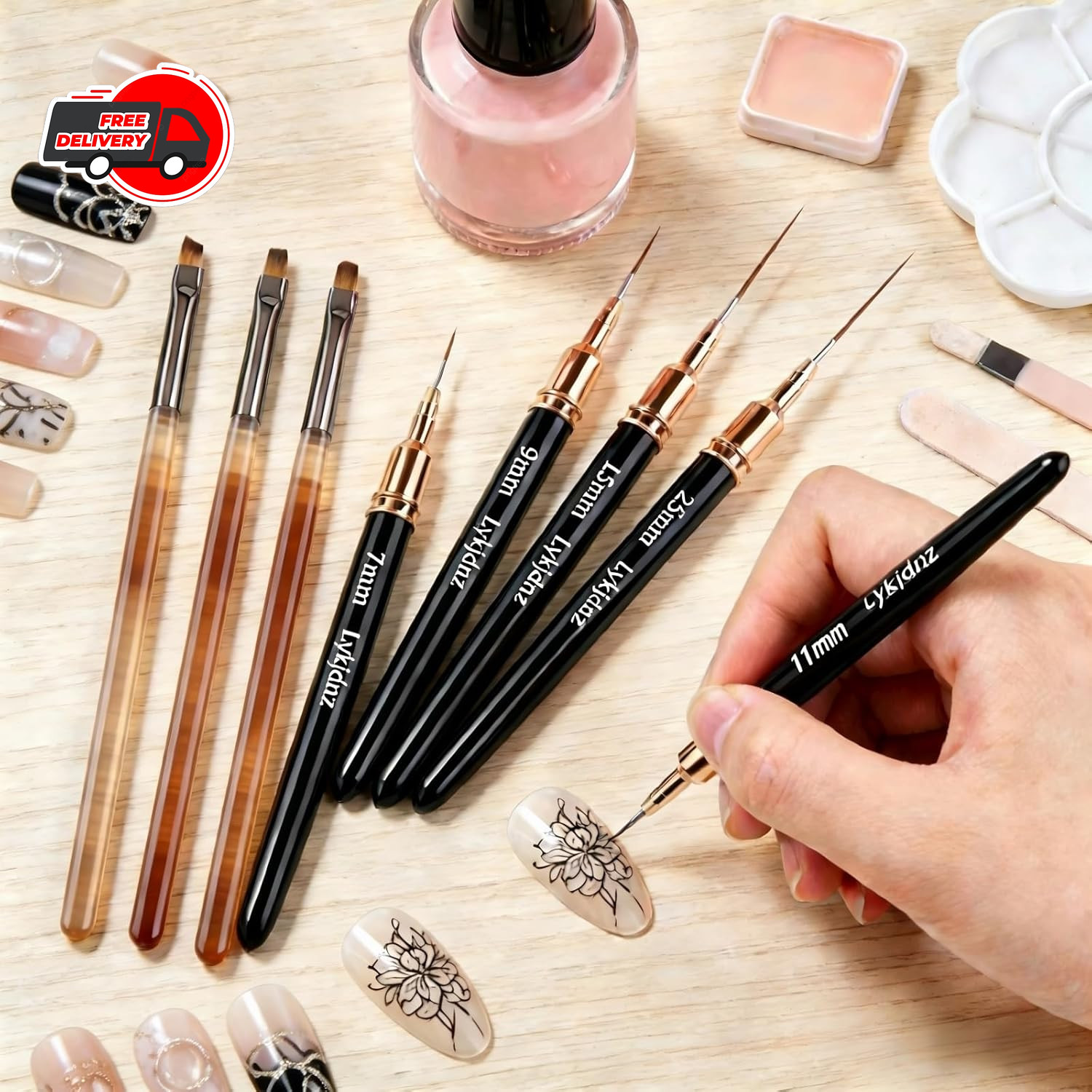 5pcs Nail Art Liner Brushes, Liner Brush For Nails Gel, Thin Nail Art Brush, Siz