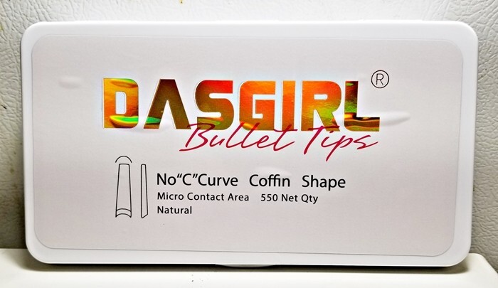 Dasgirl XL Coffin Tips, 550 pcs, 11 sizes, 1/2 moon, Natural