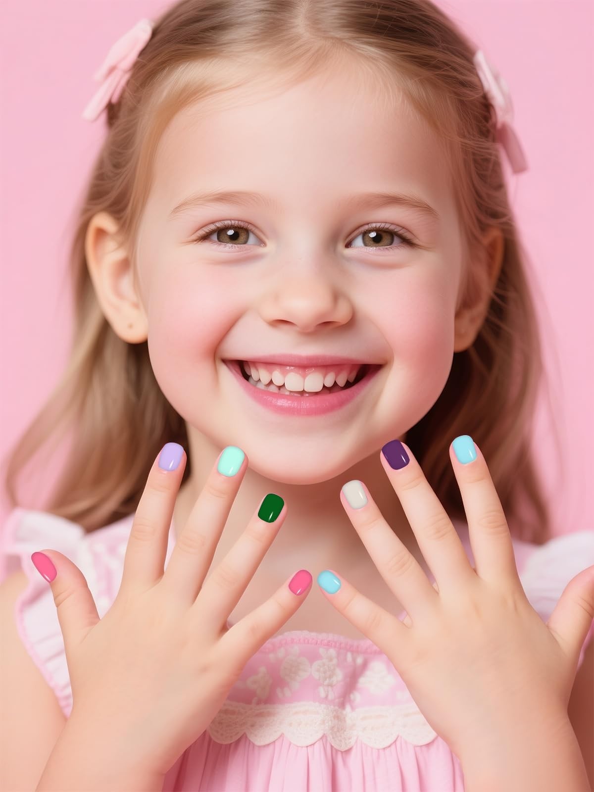 288 Pieces Kids Press On Fake Nails – Short Full Cover, Nail Glue & Adhesive Tab