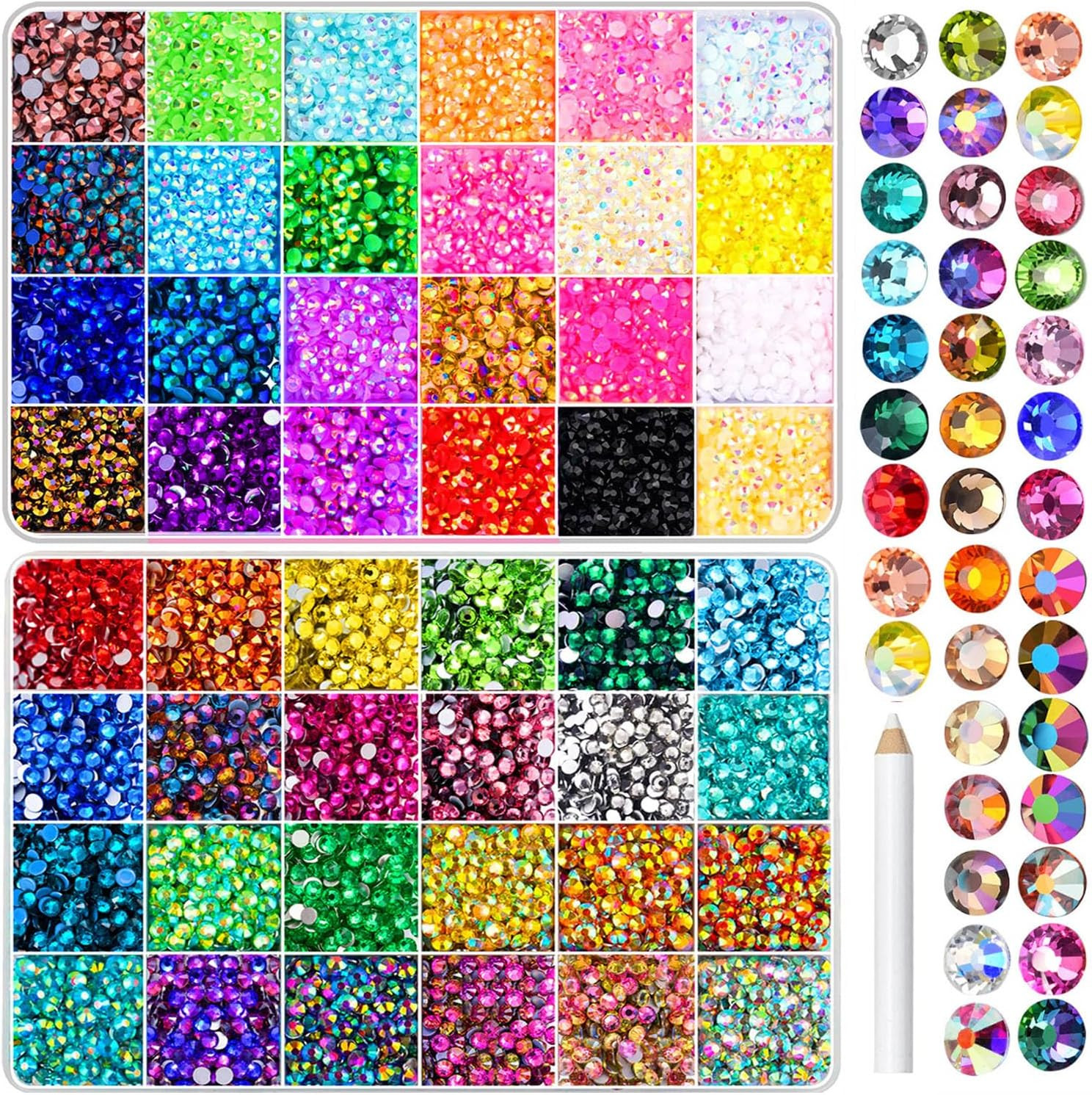 48000Pcs Gems for Crafting,Resin Jelly Rhinestones for Crafting, 48 Color 3Mm Fl