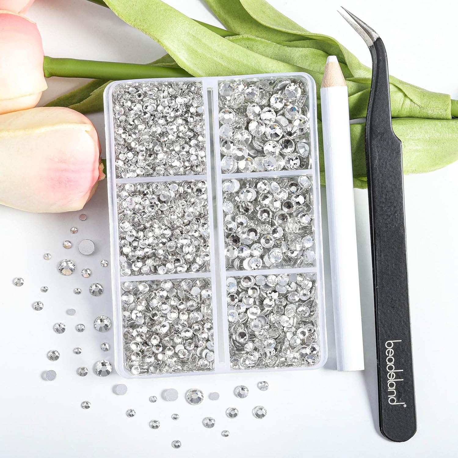 4300pcs Flatback Rhinestones,Clear Rhinestones Nail Gems Round Crystal Rhineston