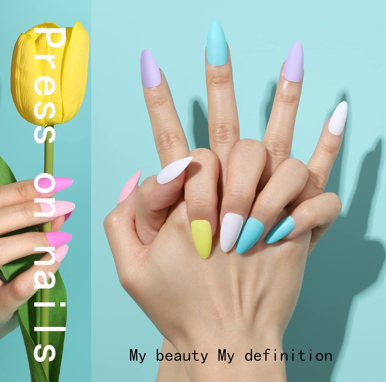 Versatile 576PCS Press On Nails in Almond Matte – Easy to Apply & Glamorous