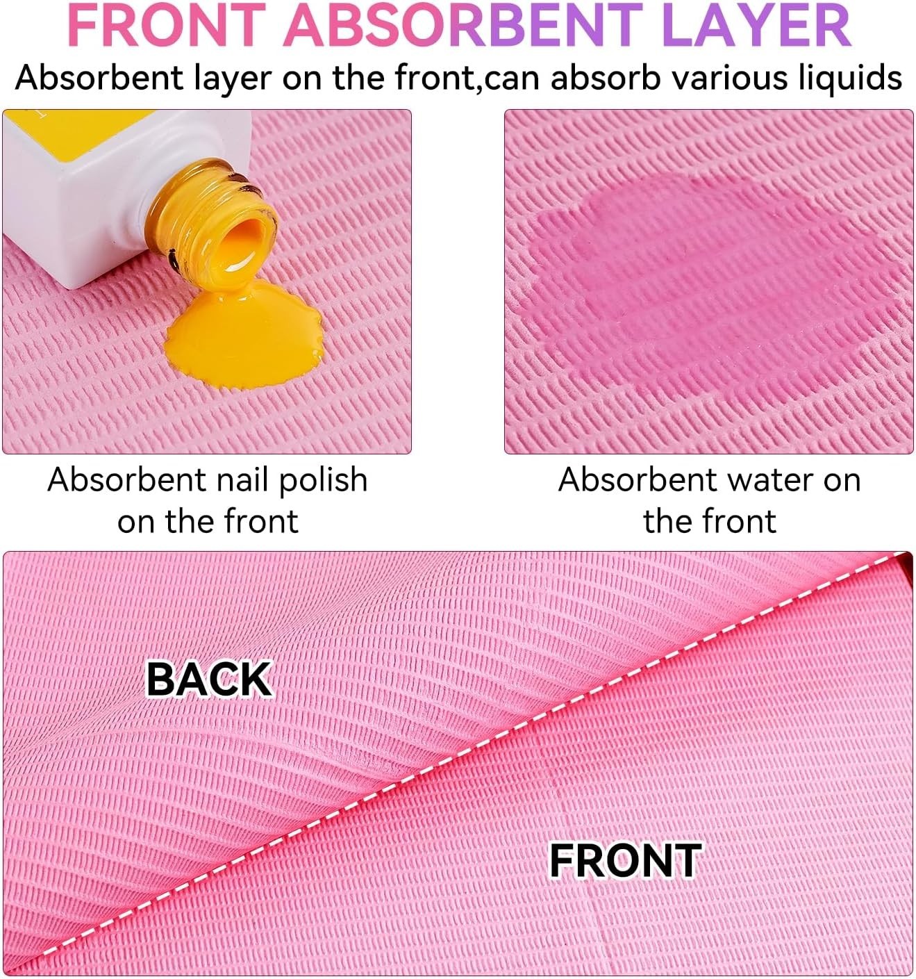 Disposable Nail Mats, 50 Pcs 3-Ply Absorbent Nail Table Pads with PE Backing,…