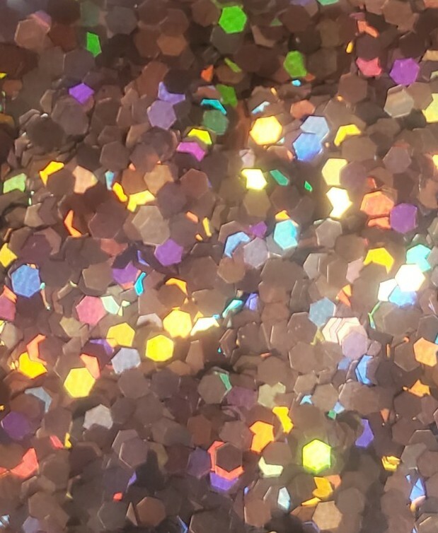 Rainbow Holographic Bronze Hexagon Glitter, for Nails, Festivals,Craft, DIY Home