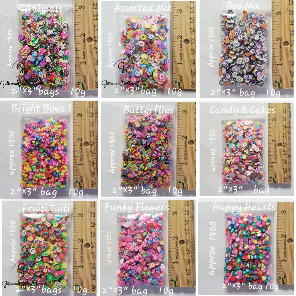 Assorted Fimo Polymer Clay Cane Slices for Charms, Phones, Nail Arts, Slime