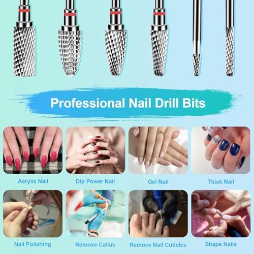 6Pcs Nail Drill Bits Set Professional, 3/32” Electric Nail 6 PCS (F-New) 6.0