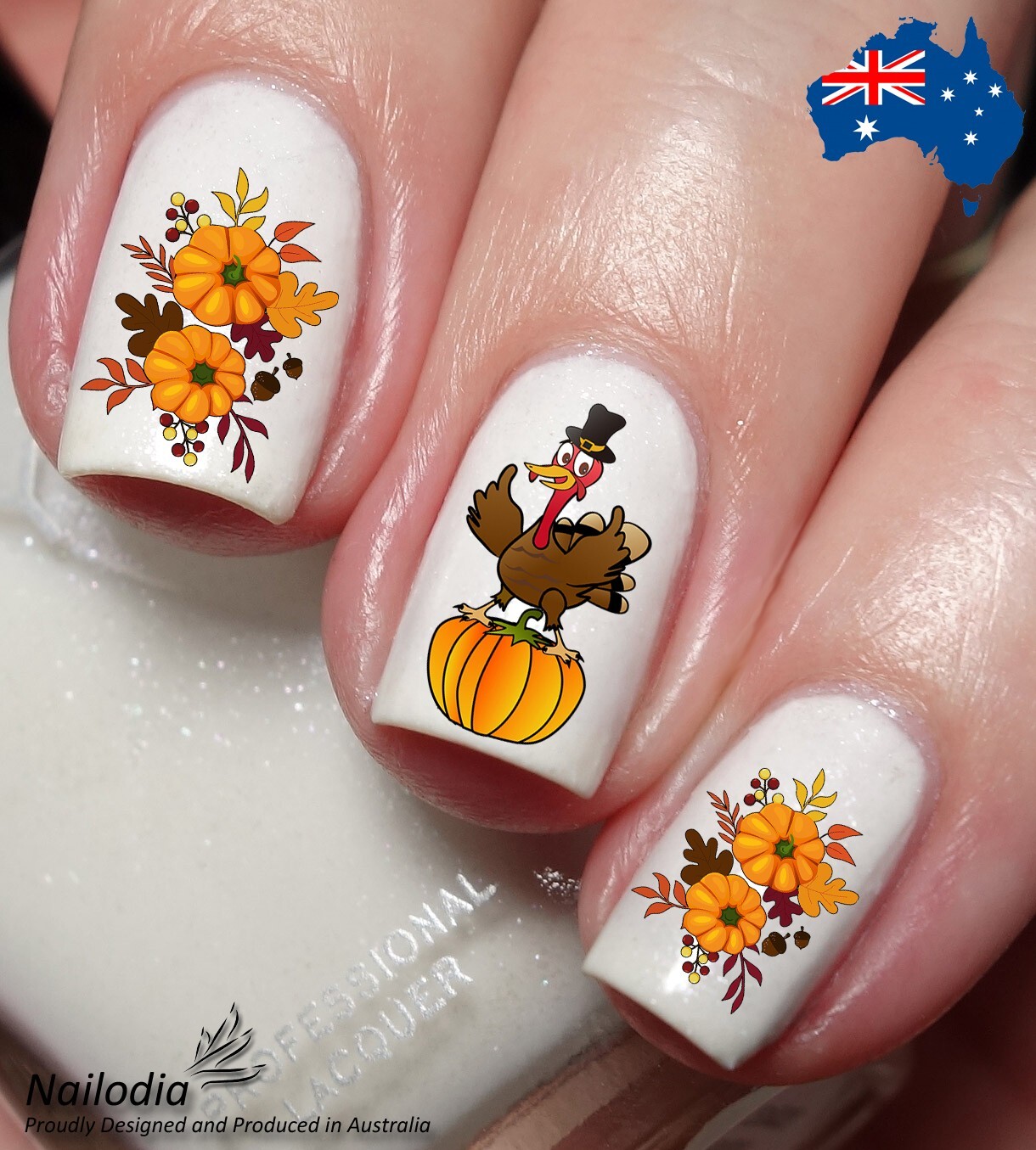 Thanksgiving Turkey Nail Art Decal Sticker Water Transfer Slider
