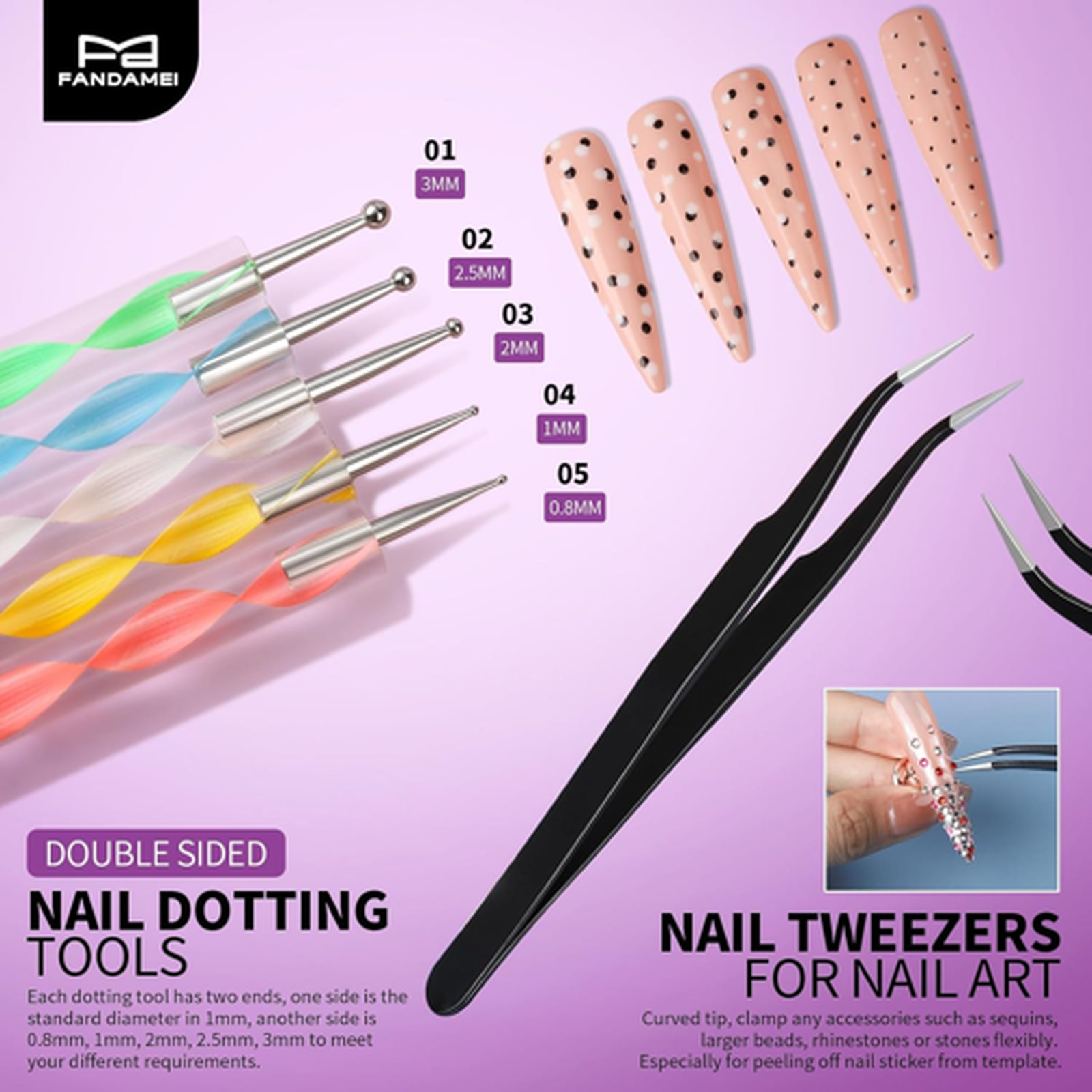 Nail Art Brushes 15 Pack Acrylic Nail Brush Nail Dotting Tools Nail Gems