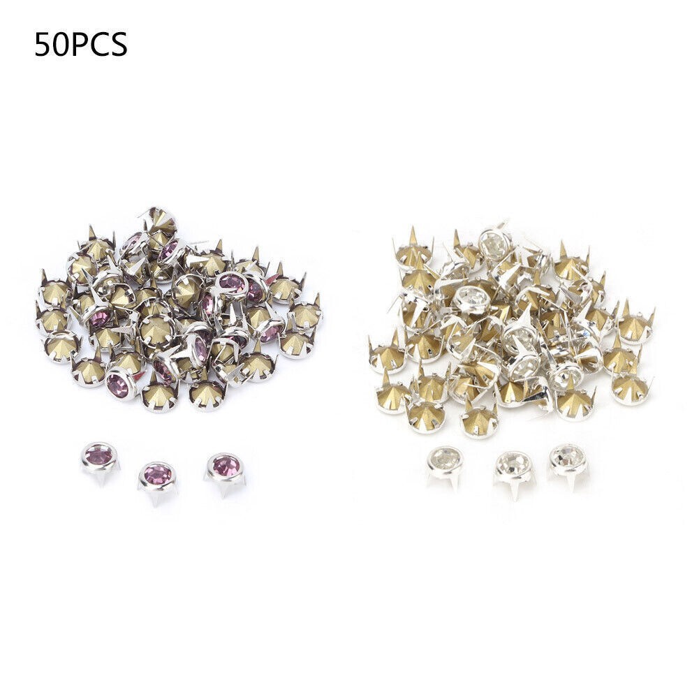 50PCS 7mm DIY Silver Round Claw A Grade Crystal Rhinestones for Crafts