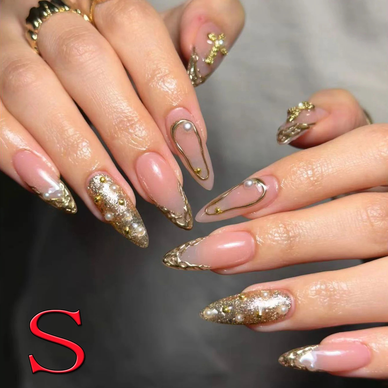 Leopard Print Nude Fake Nails 10PCS Short Square Diamond French Pointed Nails