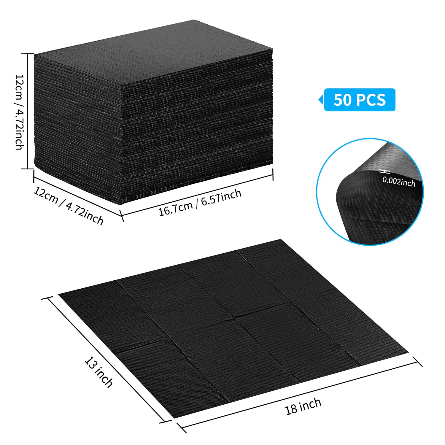 Nail Art Table Mat – Disposable Nail Paper Towels (50PCS) – Black Waterproof 3-P