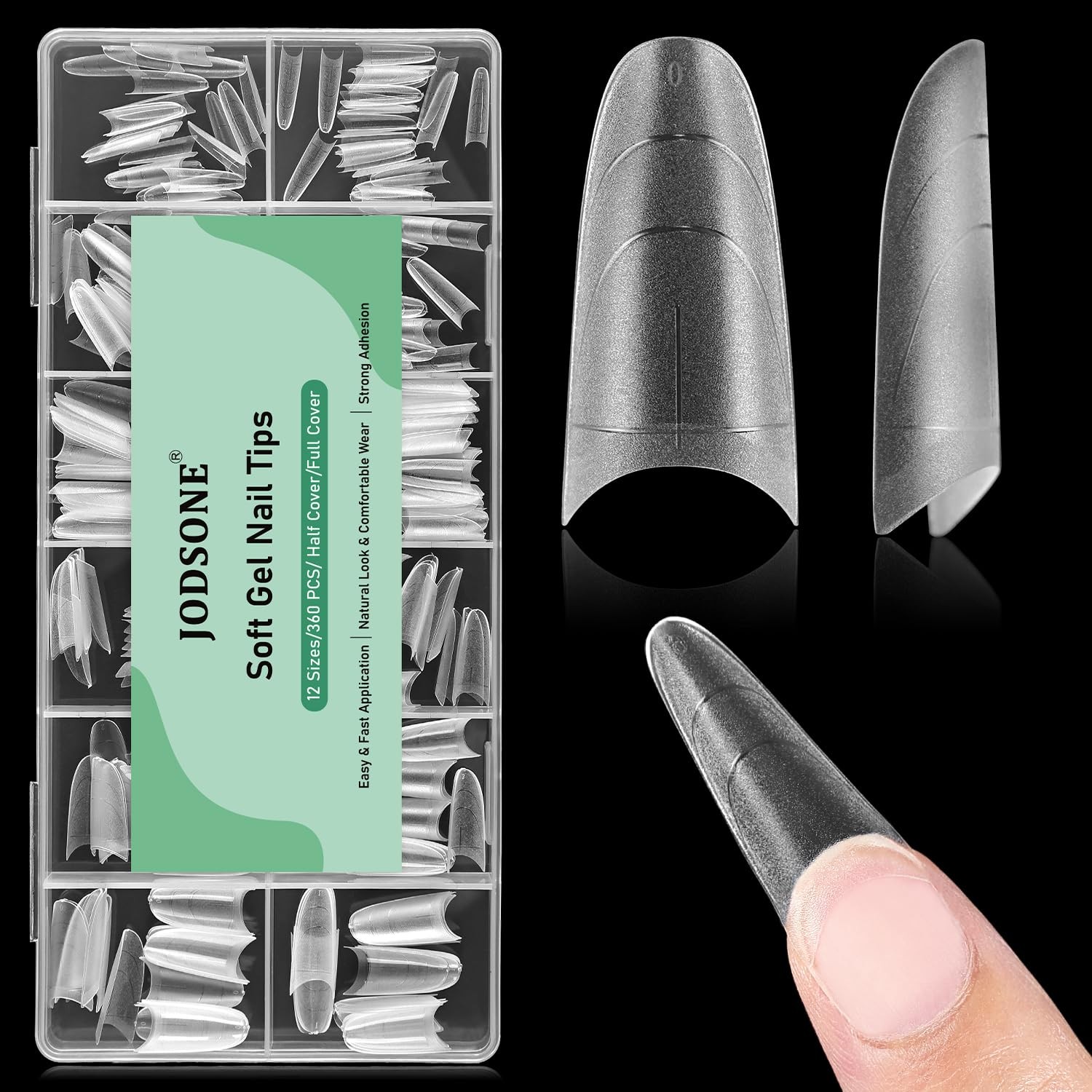 Medium Oval Fake Press on Nails Pre-Shape Round Gel for Half Cover Acrylic Ro…