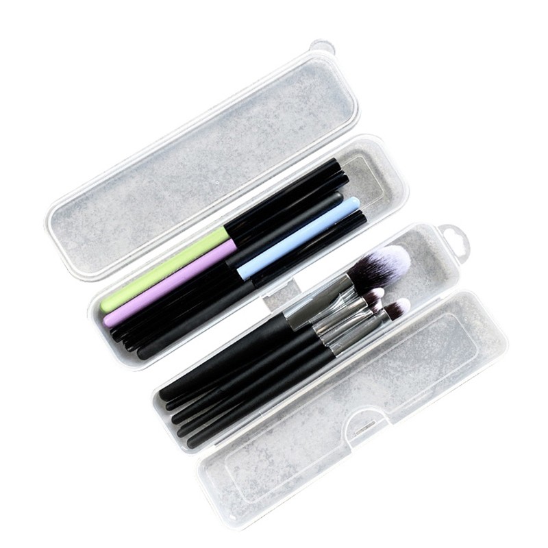 1Pc Rectangle Plastic Transparent Storage Box Nail Rhinestone Brush Case