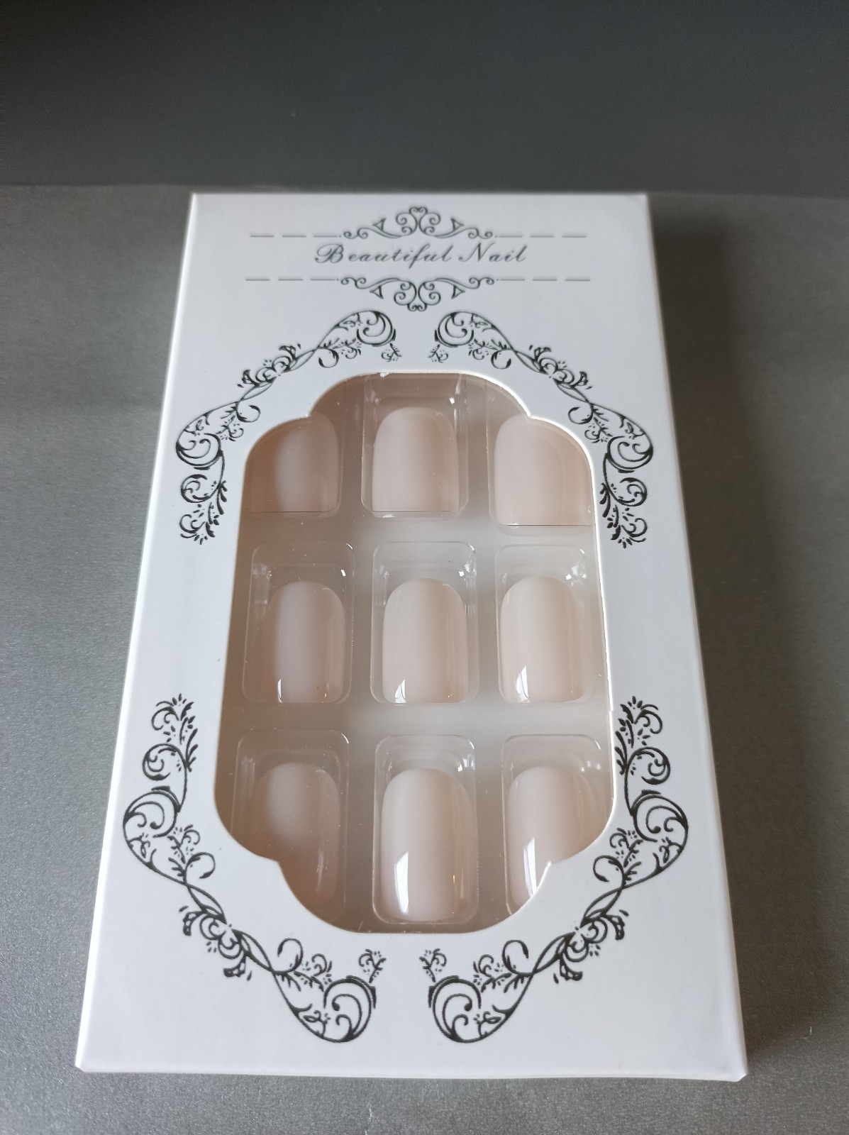 Milky White Press On Nails Glossy Nude Oval Round False Nails Full Cover 24pc