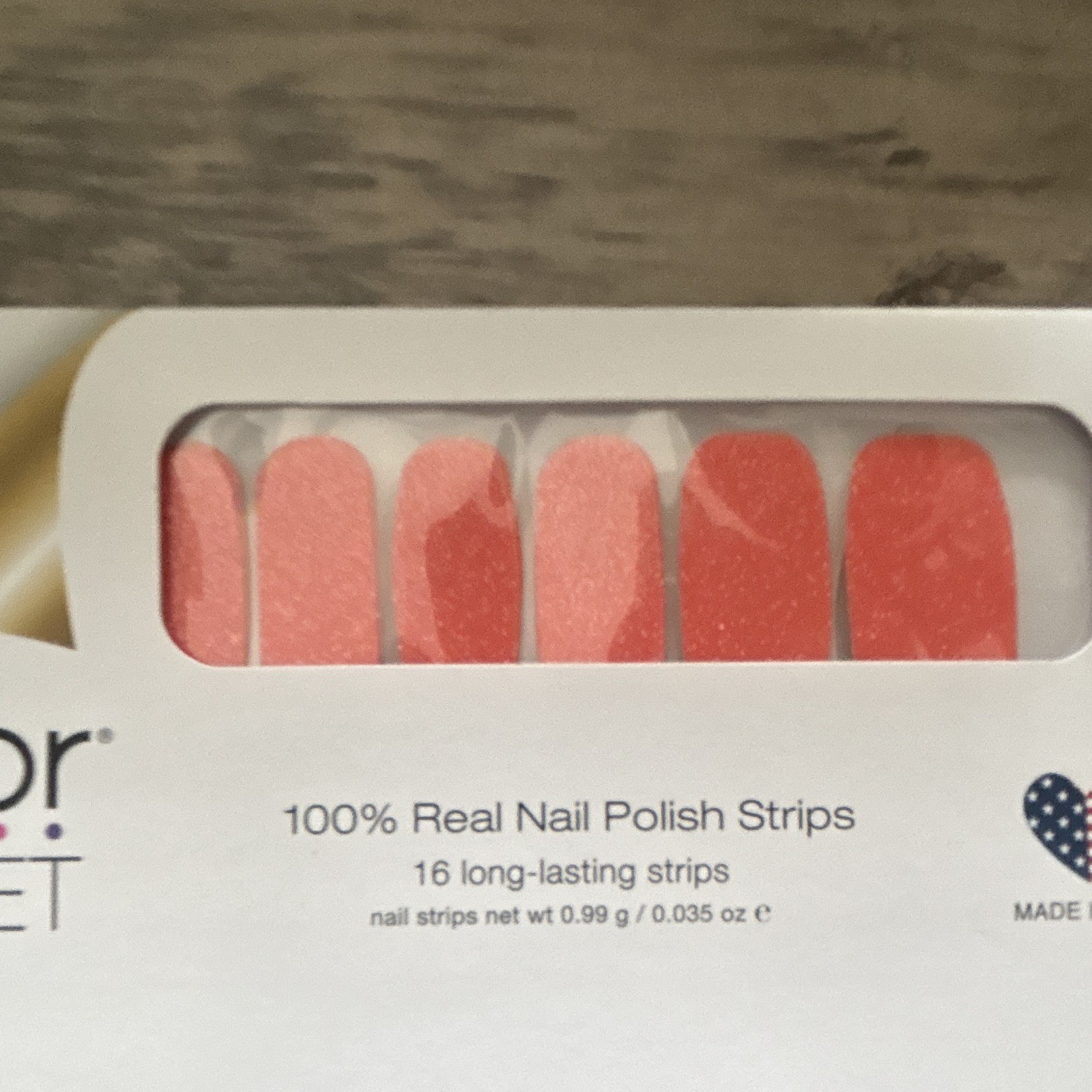 Color Street Coral Glitter Nail Polish Strips Long Self-Adhesive FIMG134